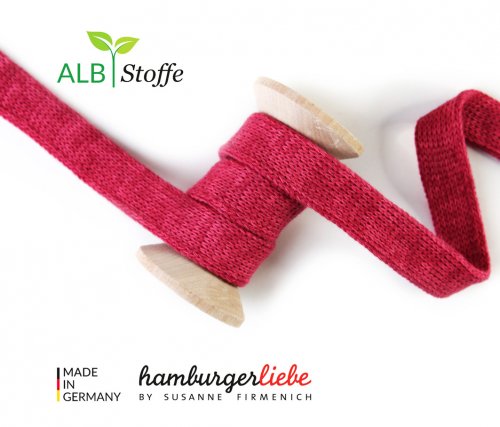 Bio Flachkordel - 2 cm - azalea mélange/prugna - Albstoffe - Hamburger Liebe